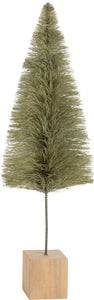 Light Green Bristle Trees with Wood Base