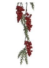 Load image into Gallery viewer, Evergreen Garland with Red Berry Bunches