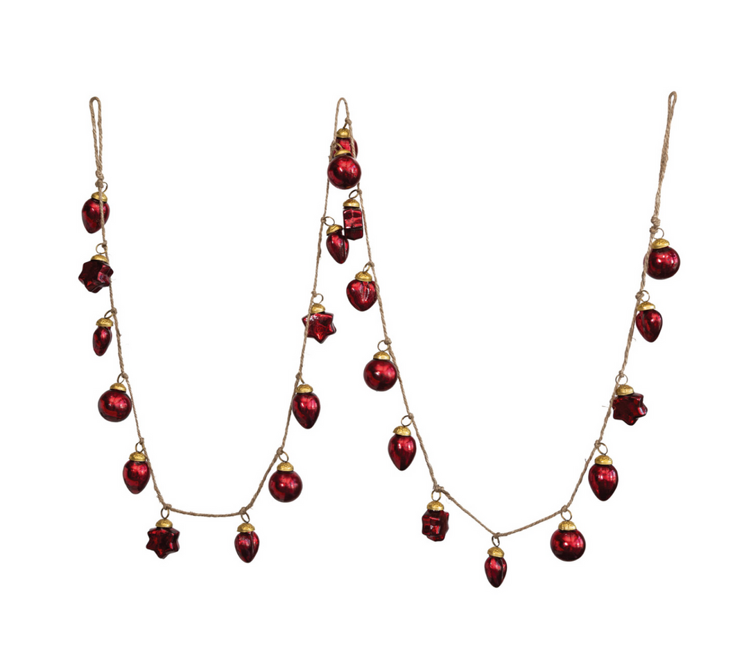 Red Mercury Glass Ornament Garland