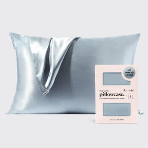 Queen Haze Blue Satin Pillowcase