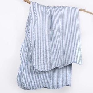 Martha Stripe Scalloped Quilted Throw