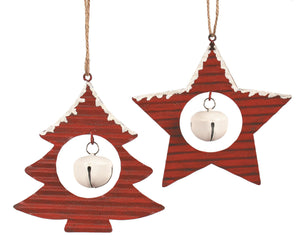 Jingle Bell Red Tin Ornaments