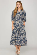 Load image into Gallery viewer, Freya Blue Floral Dress