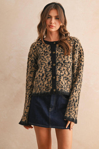 Leopard Print Sweater Cardigan