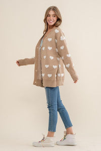 Brown All Over Heart Cardigan