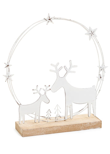 White Iron Deer on Stand with Loop