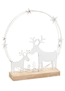 White Iron Deer on Stand with Loop