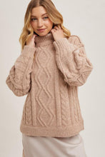 Load image into Gallery viewer, Latte Tinsley Cable Knit Sweater