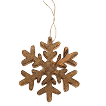 Load image into Gallery viewer, Natural Wooden Snowflake Ornament