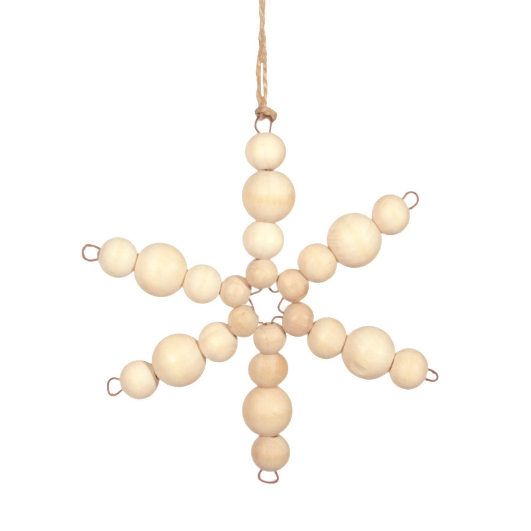 Wood Bead Snowflake Ornament