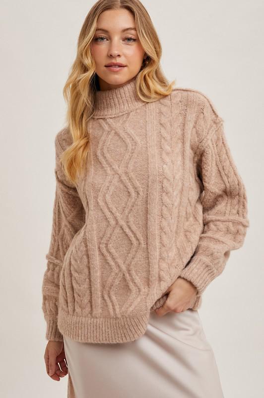 Latte Tinsley Cable Knit Sweater