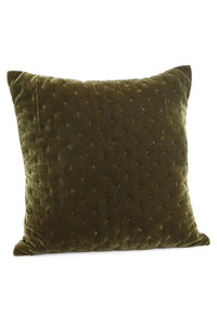 Olive Quilted Velvet Cushion