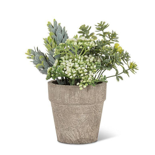Small Mixed Greenery w/ White Buds