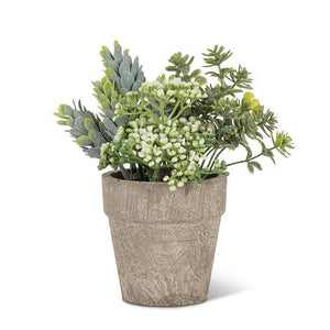 Small Mixed Greenery w/ White Buds