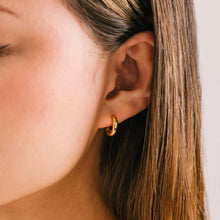 Load image into Gallery viewer, Gold Paperclip Puff Hoop Earrings