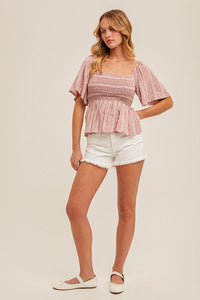 Pink Leslie Embroidered Top