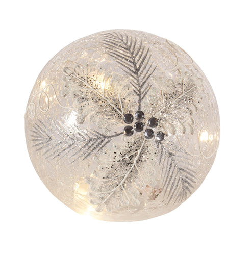 Silver Holly LED Globe