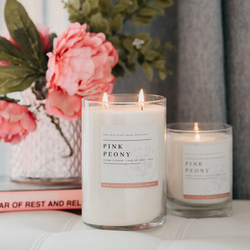 Pink Peony Pillar Jar