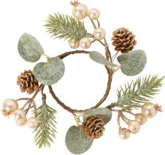 Champagne Gold Berries & Greenery Candle Ring