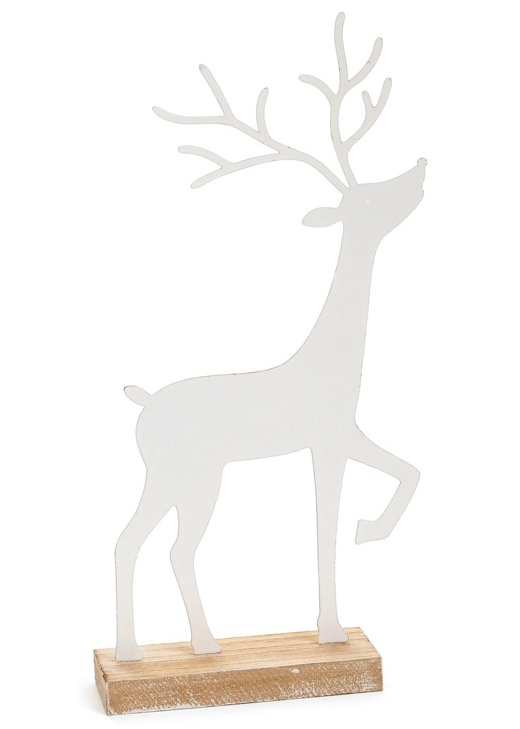 Iron White Deer on Wood Stand