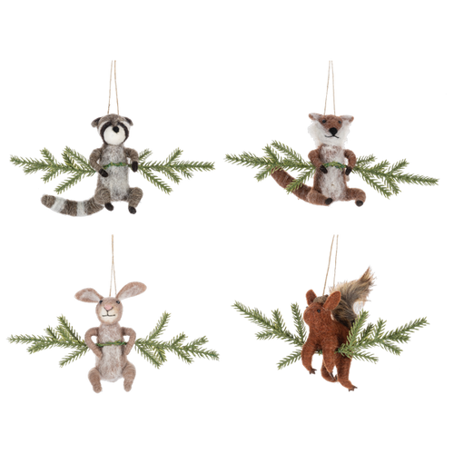 Woodland Animals on Branch Ornaments