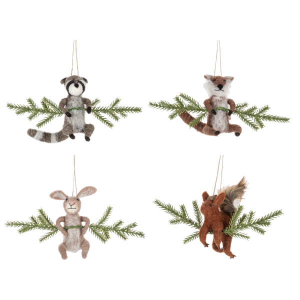 Woodland Animals on Branch Ornaments