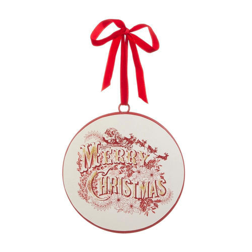Red Vintage Merry Christmas Ornament