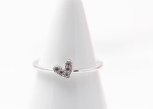 Load image into Gallery viewer, Silver Petite Crystal Heart Ring