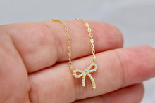 Load image into Gallery viewer, CZ Bow Necklace