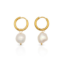 Load image into Gallery viewer, Ocean Pearl Hoop Earrings