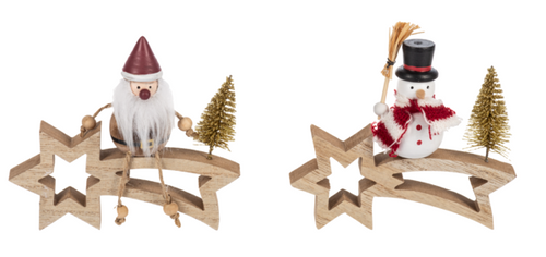 Santa & Snowman Shooting Star Figurine