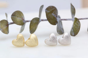 Brushed Heart Studs