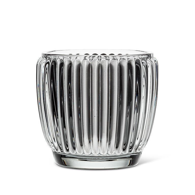 Smoke Grey Ribbed Glass Votive