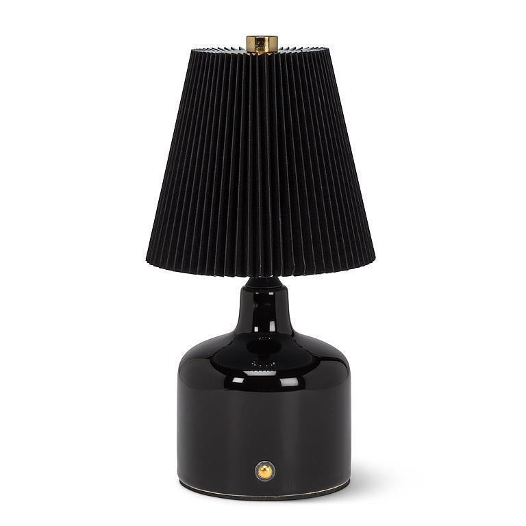 Black Pleated Shade Small LED Lamp