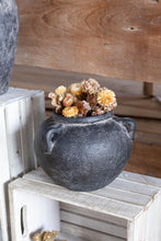Load image into Gallery viewer, Black Low Round Terracotta Vase