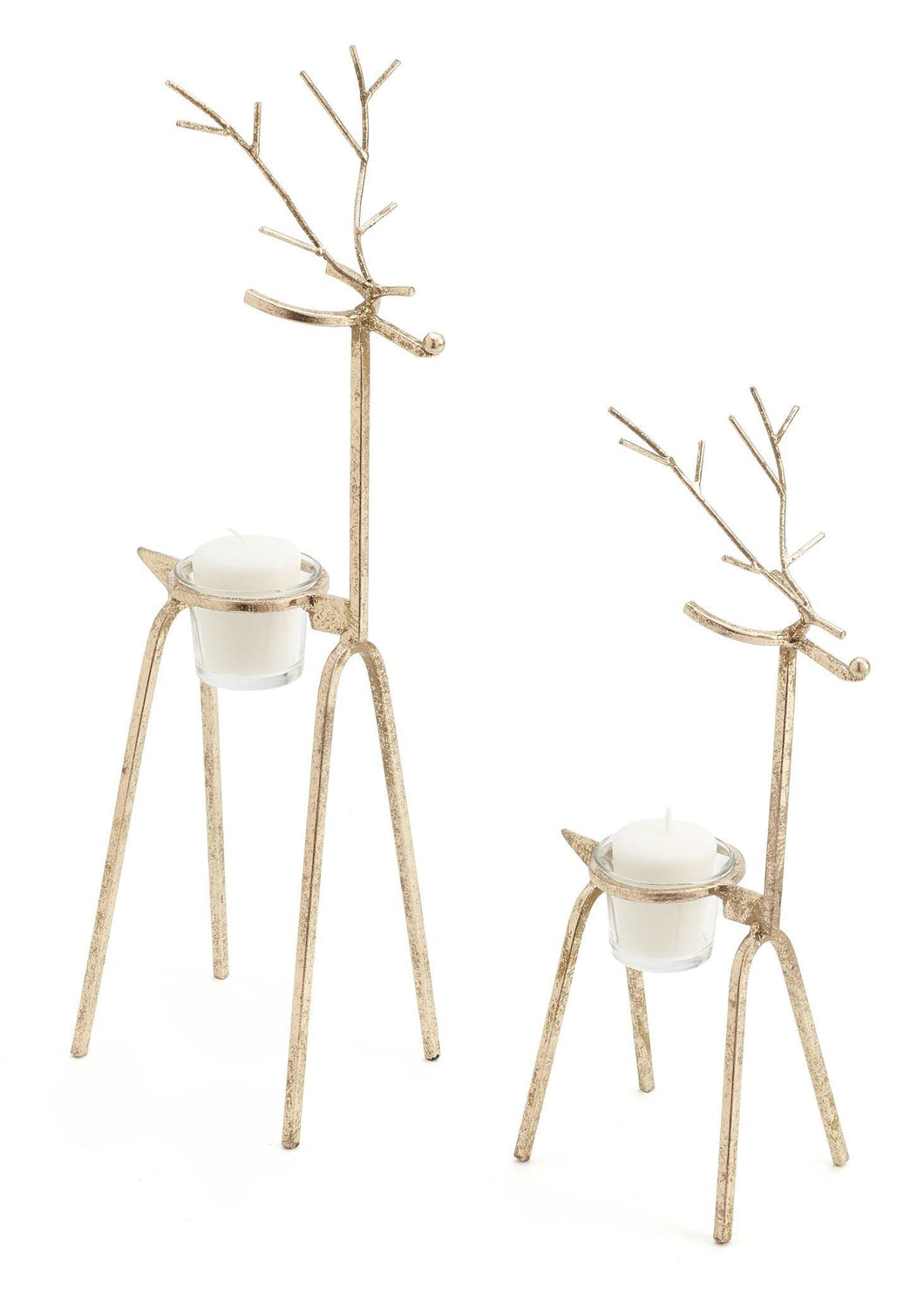 Gold Reindeer Tea-Light Holders