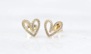 Pave Open Heart Studs