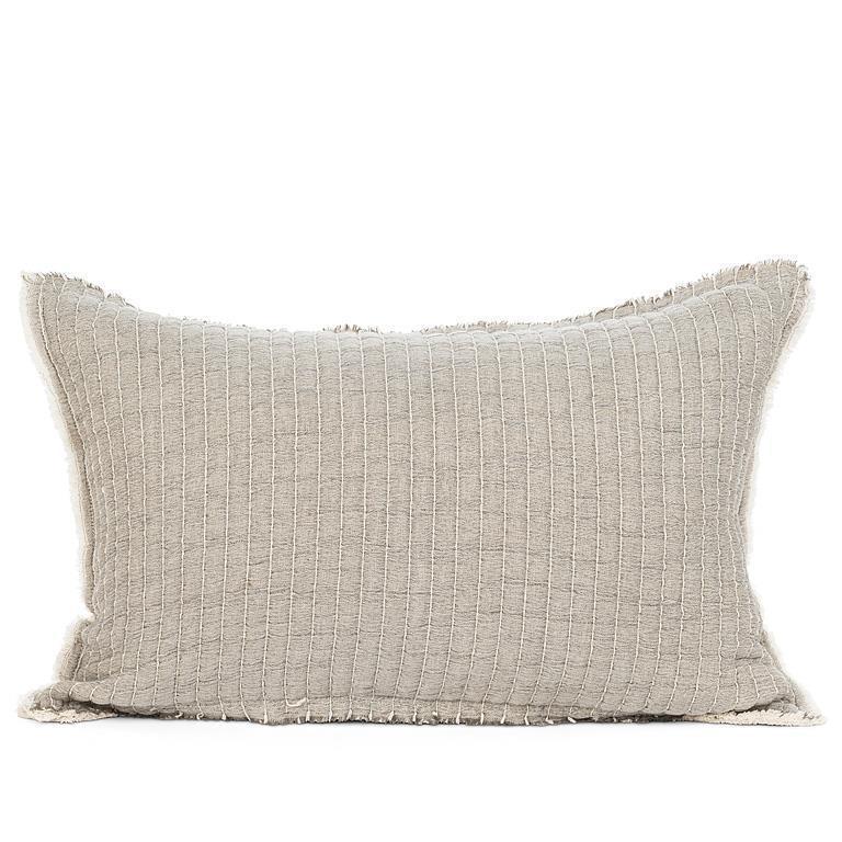 Grey Kantha Rectangle Pillow