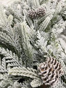 Winter Snowy Mixed Douglas Fir & Cedar Wreath