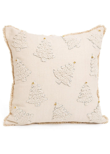 Embroidered Tree & Bell Pillow