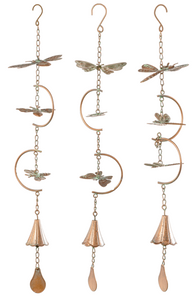 Gold Patina Bee, Butterfly, Dragonfly Windchime