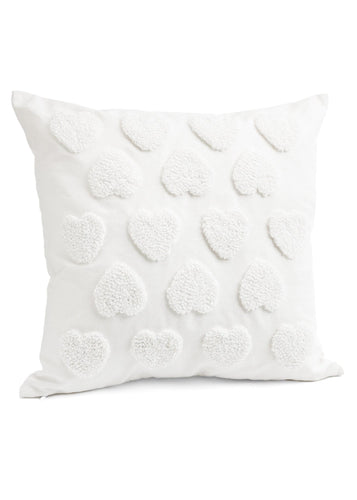 White Tufted Heart Pillow