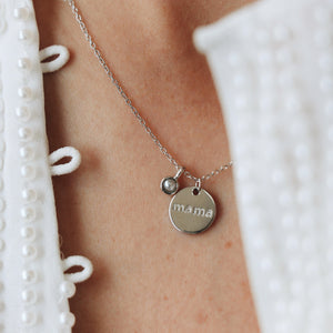 Silver Round MAMA Necklace