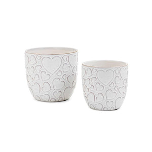 White Glazed Heart Pot