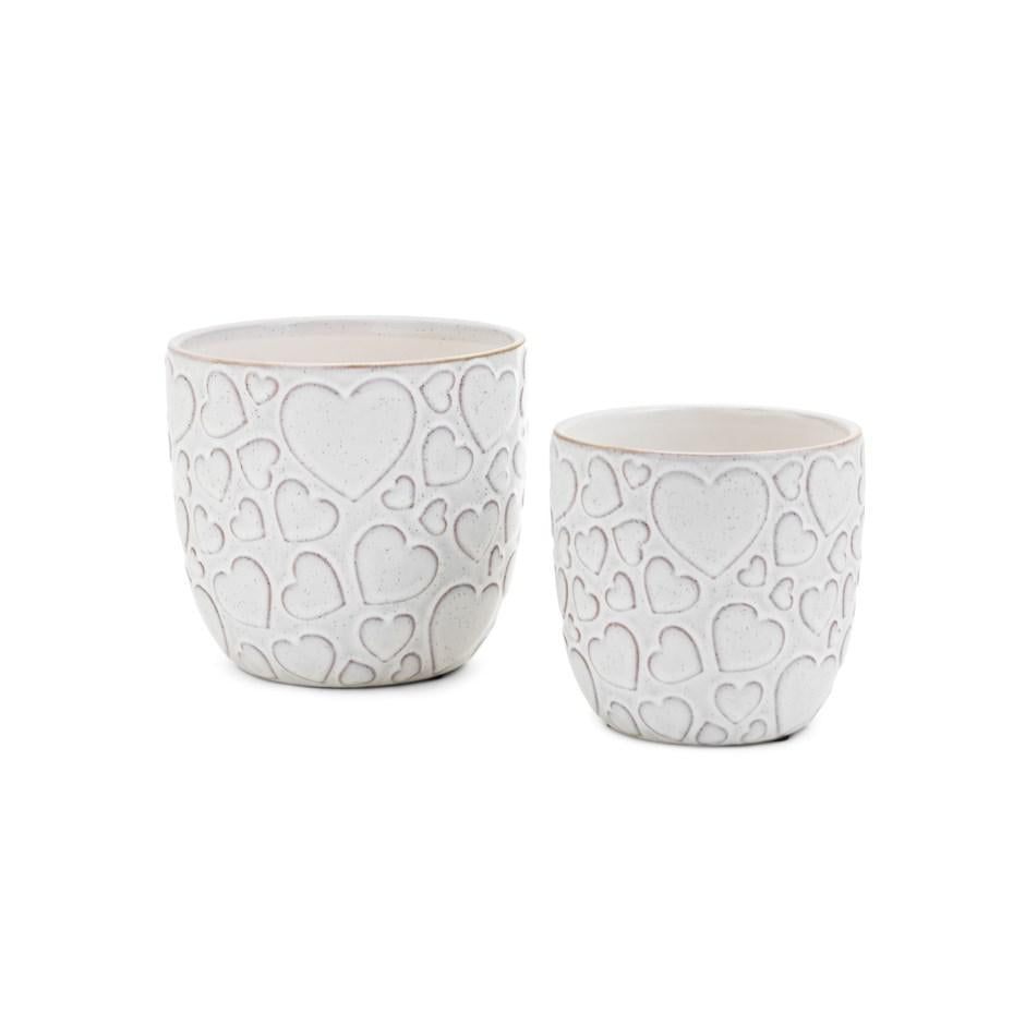 White Glazed Heart Pot