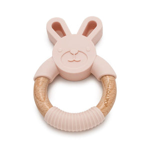 Blush Bunny Silicone + Wood Teething Ring