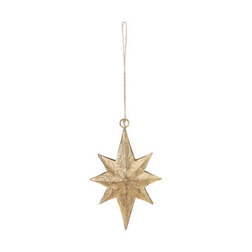 Embossed Metal Two-Sided Star Ornament