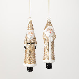 Gold Glass Santa Ornaments-2 Styles
