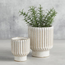 Load image into Gallery viewer, Cream Speckled Pot with Ridges-2 Sizes