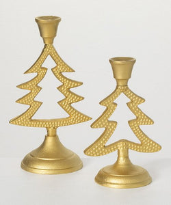 Gold Tree Taper Candle Holders